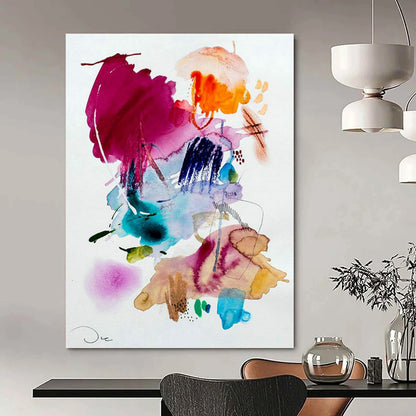 Watercolor Blend Abstract Art for Bohemian - Style Home Living Rooms DLZ0086