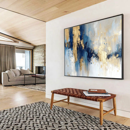 Blue - Gold Abstract Art for Upscale Office & Fine - Dining Restaurant SC021