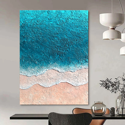 Textured Blue and Pink Beach Art for Coastal Home Living Room & Relaxing Spa STSC1428