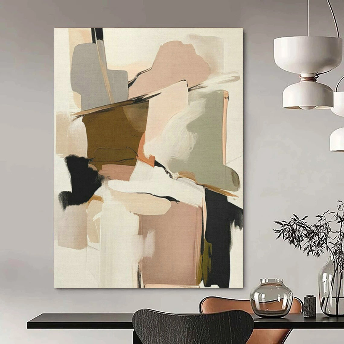 Pink - Brown Geometric Abstract Art for Bridal Boutique & Feminine Home Office DLZ1642