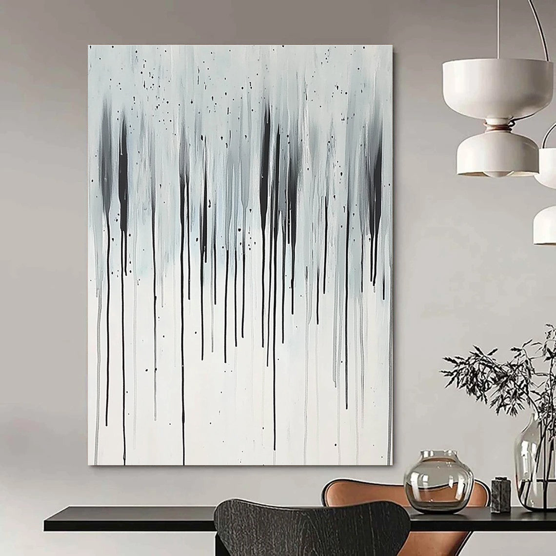 Grey and Black Dripping Abstract for Industrial Loft & Avant - Garde Studio STSC357