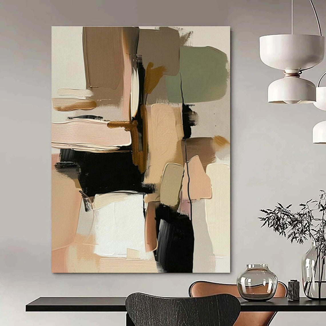 Blush - Beige - Brown Abstract Art for Bridal Suite & Boutique Café DLZ1247