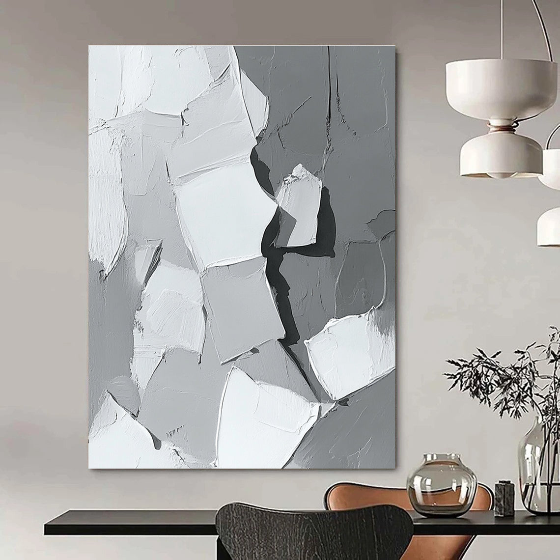 Textured Gray Abstract for Modern Minimalist Lounge & Art Gallery Installation STSC479