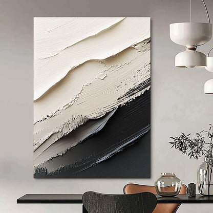 Monochrome Textured Waves Minimalist Art for Modern Office Reception & Contemporary Home Living Room STSC1470