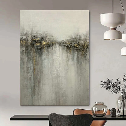 Grey - Gold River Abstract Art for Living Room & Bedroom DLZ0531
