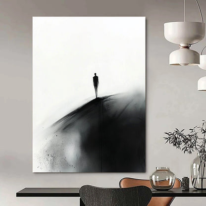 Silhouette on a Hill in Black and White Art for Serene Meditation Room & Abstract Art Exhibition STSC1349