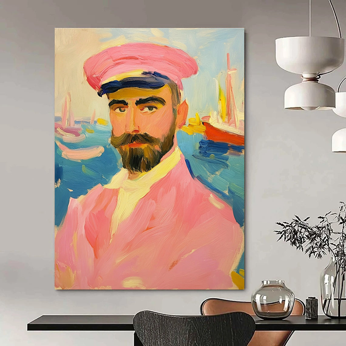 Portrait in Pink for Nautical - Themed Restaurant & Art - Loving Home STSC1161