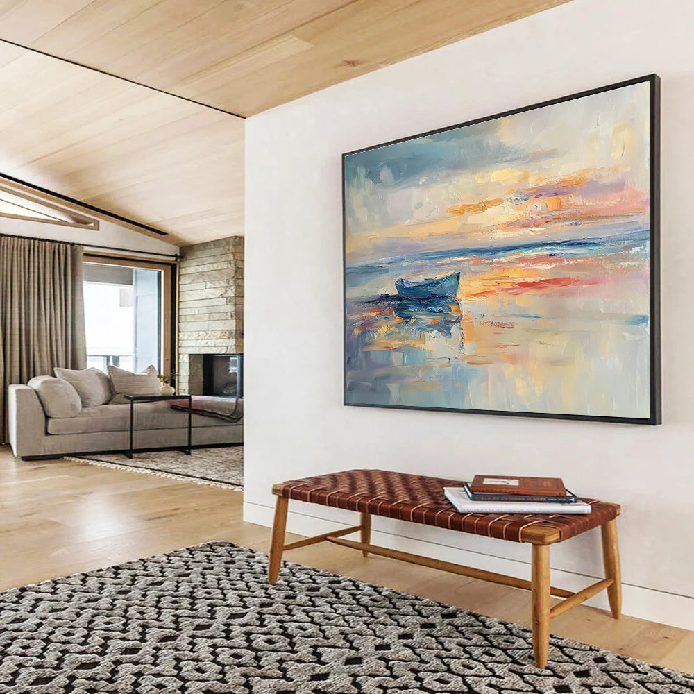 Boat on Calm Sea Art for Seaside Bed and Breakfast & Travel - Lover’s Study SC133