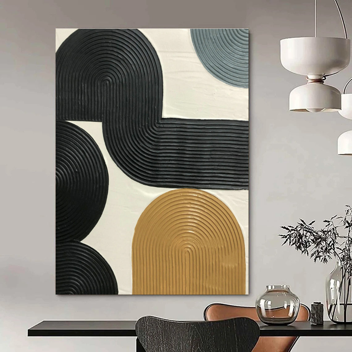 Black - Brown - Gold Relief Art for Industrial Loft & Art Studio DLZ1185