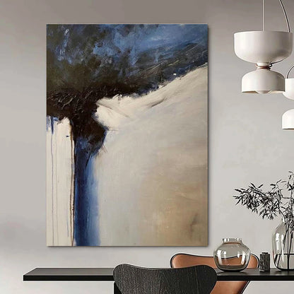 Blue and Gray Abstract Flow Art for Coastal - Inspired Office & Creative Studio DLZ2199