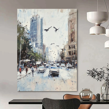 Busy Urban Street Scene for City - Themed Café & Modern Office Break Room STSC1135