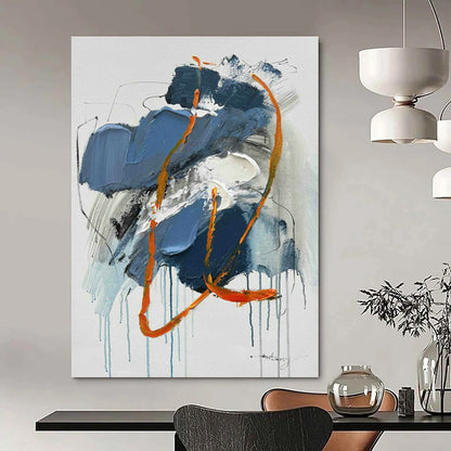 Blue - Orange Drip Abstract Art for Creative Studio & Trendy Rooftop Bar DLZ0818