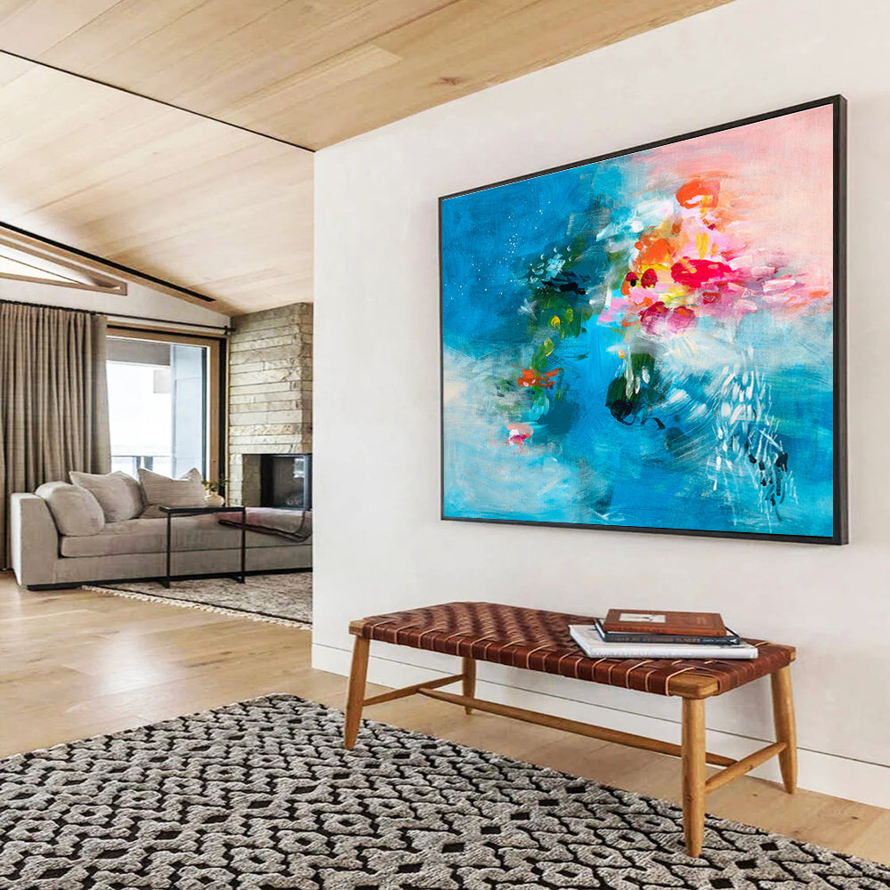 Blue - Based Floral Abstract Art for Serene Bedrooms DLZ2414