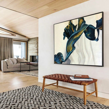 Blue - Gold Petal - Shaped Art for Luxury Bathroom Spaces DLZ2544