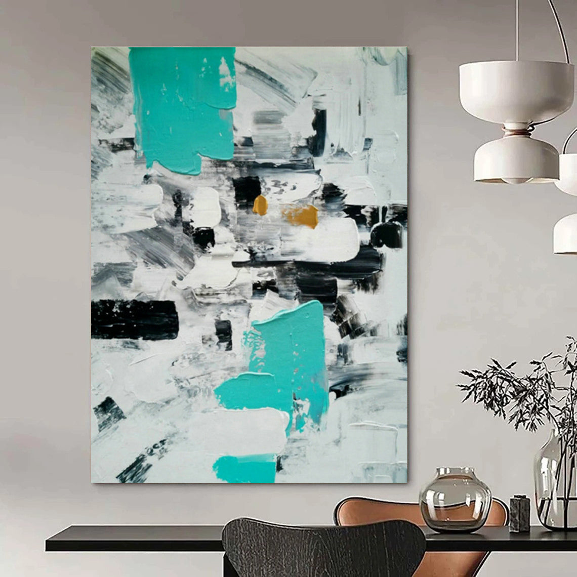 Blue - Grey Geometric Abstract Art for Minimalist Study & Industrial - Chic Loft DLZ1354