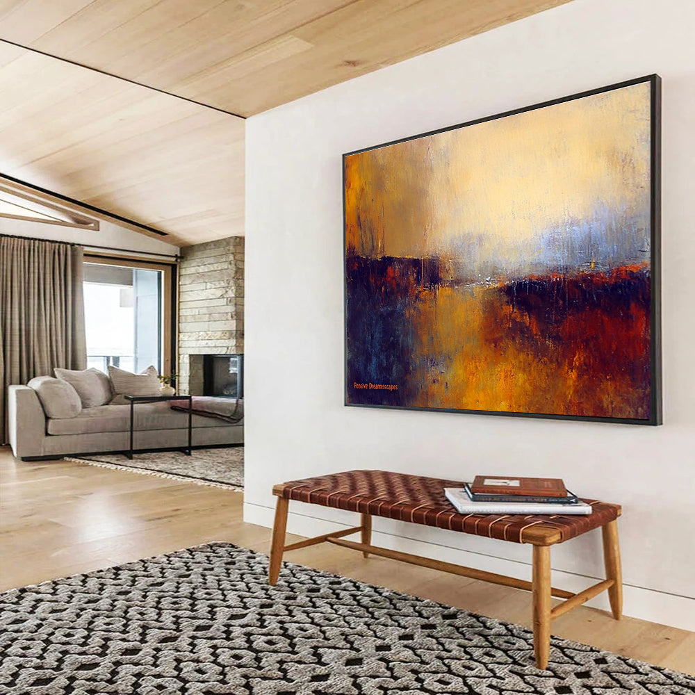 Pensive Landscape Abstract Art for Literary Study & Contemplative Bedroom SC338