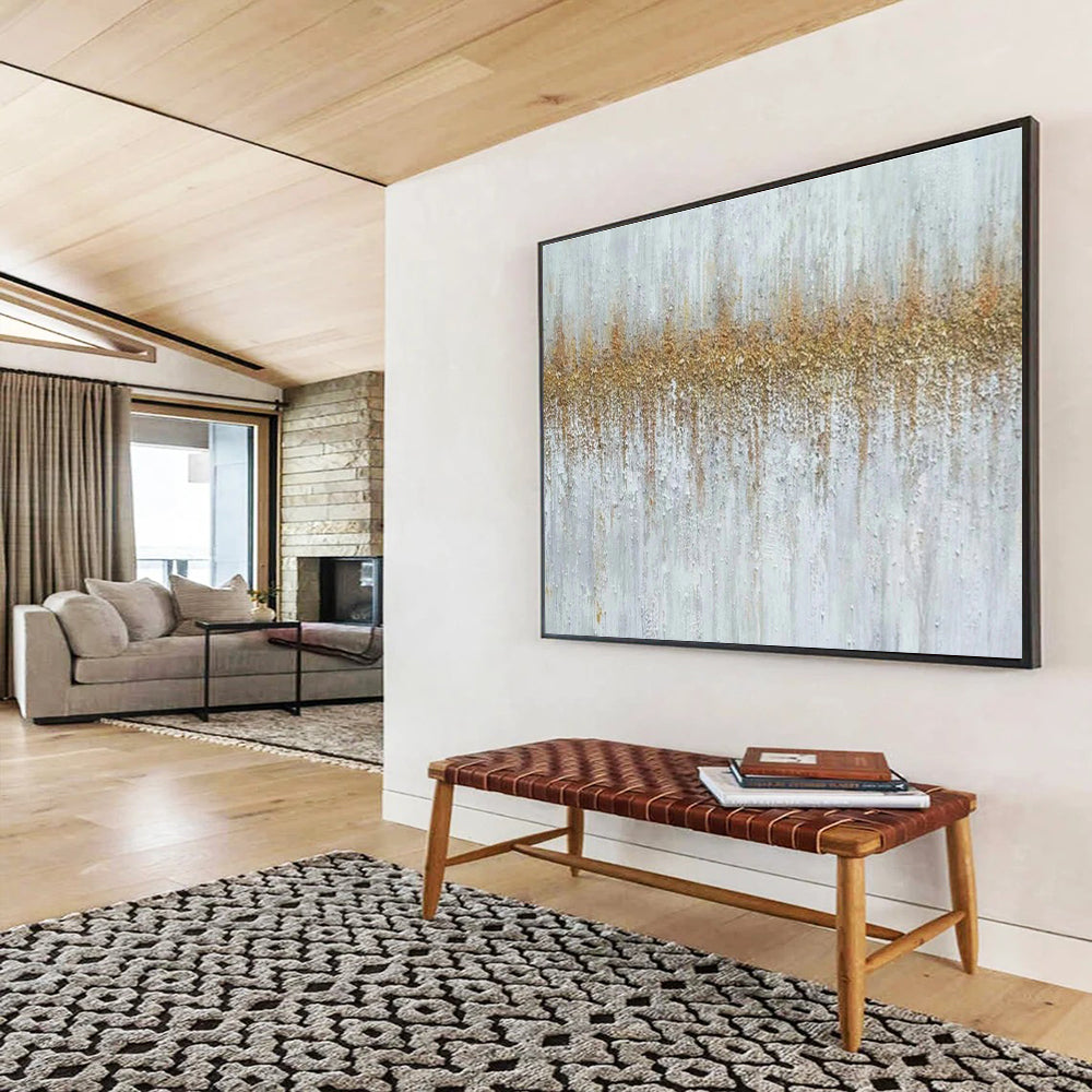 Gold - Gray Texture Abstract Art for Luxury Hotel Spa Waiting Areas DLZ2686