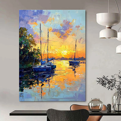 Sunset Sailboats  Art for Yacht Club Lounge & Relaxing Beach House STSC1394