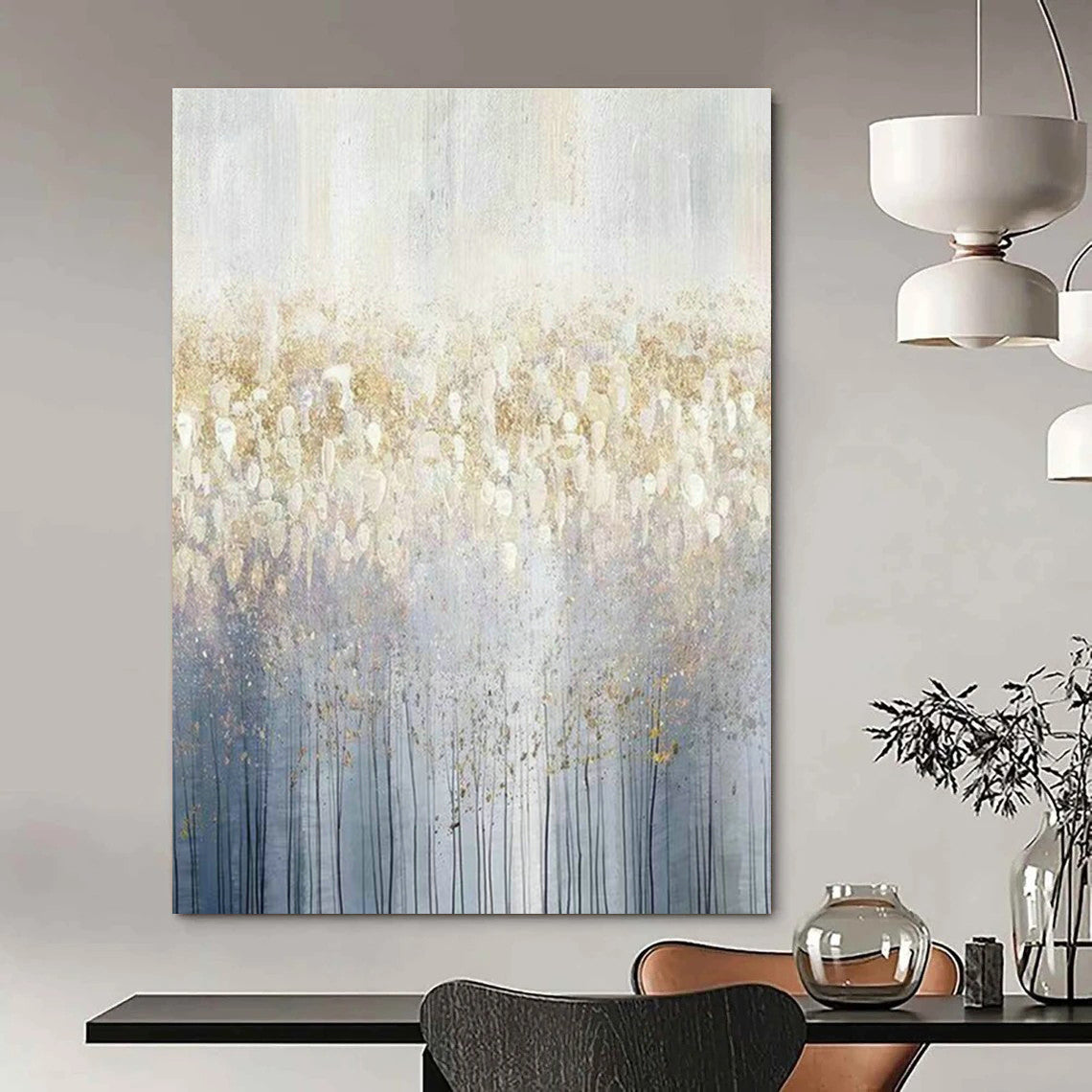 Golden - White Forest Abstract for Nordic - Style Living Room & Luxury Spa Retreat DLZ0930