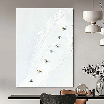 Abstract Ski Scene Art for Mountain Resort Lobby & Sports - Themed Home Den DLZ1613