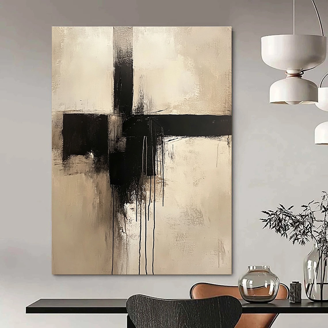 Emotional Black Cross Art for Chapel & Meditation Room STSC669