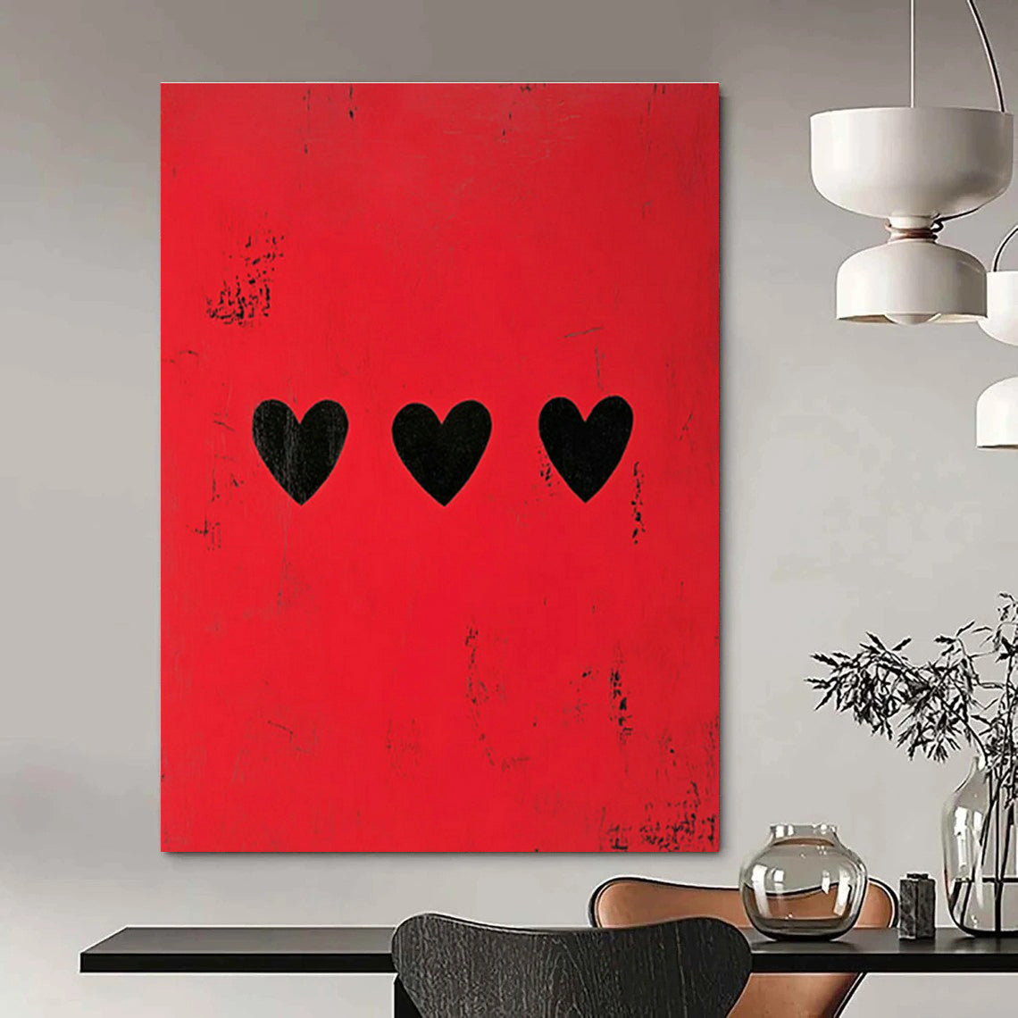 Red Heart Pattern Art for Bedroom & Living Room DLZ0428
