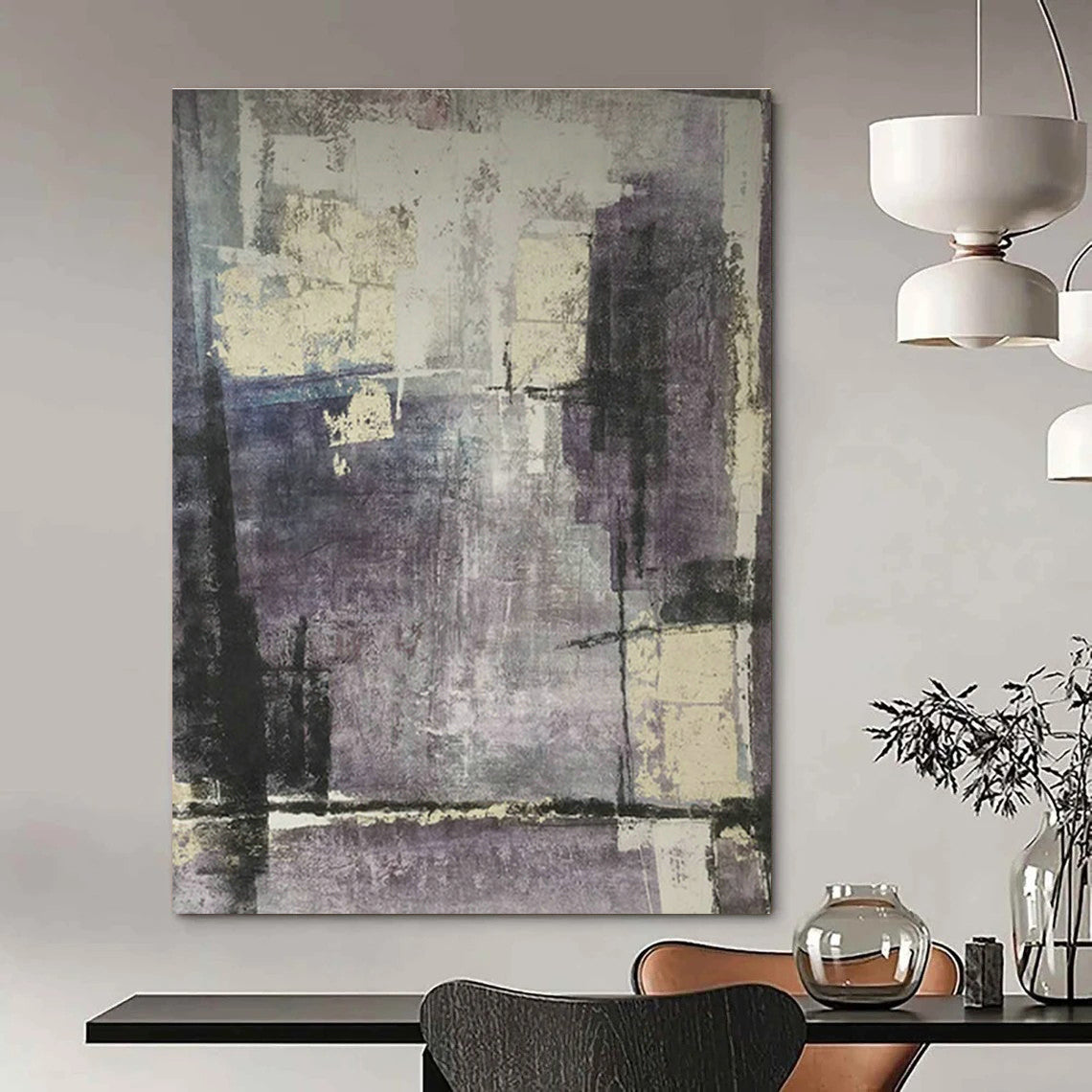 Purple - Gray Textured Abstract Art for Bohemian Home & Art Gallery Pop - Up DLZ1845