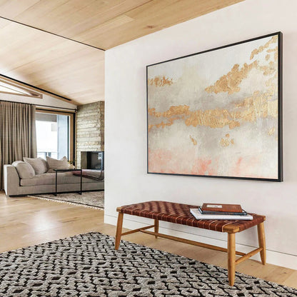 Gold - Pink - Grey Tone Abstract Art for Elegant Bedroom DLZ2824