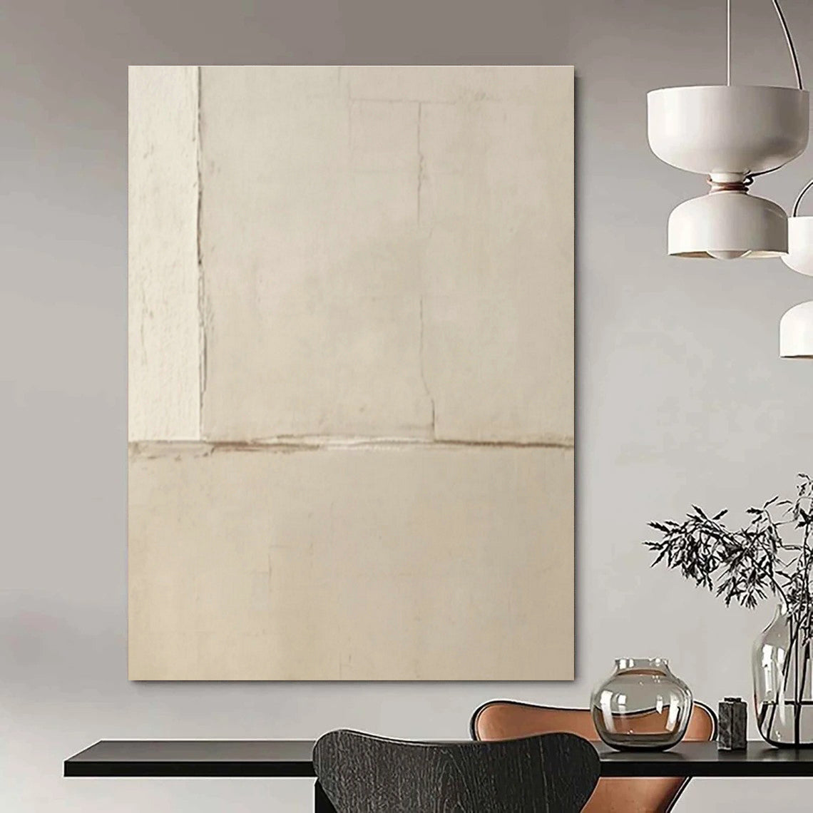 Minimalist Beige Abstract Art for Scandinavian - Style Nursery & Neutral - Toned Spa DLZ0854