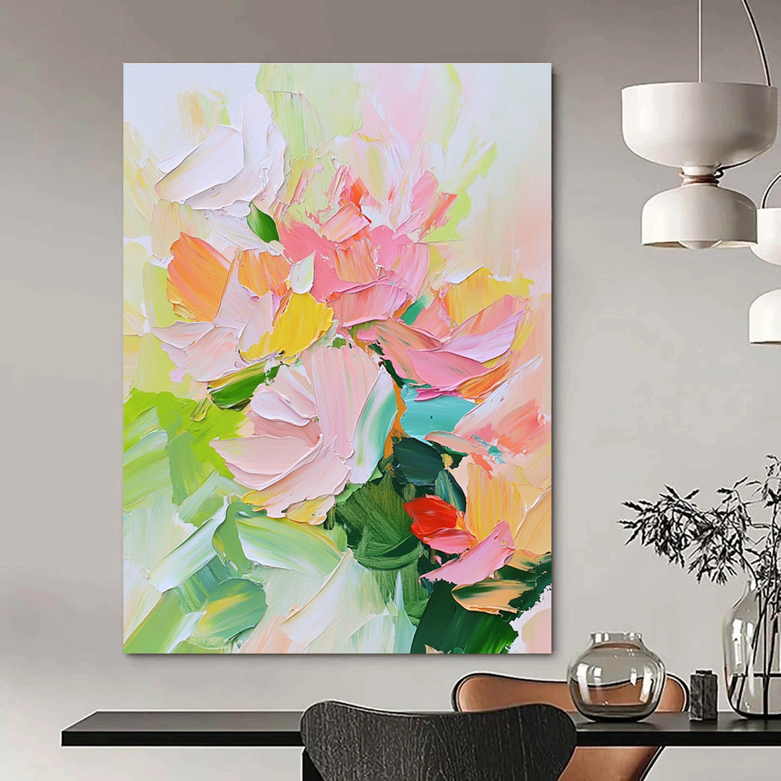 Colorful Floral Abstract Art for Living Room & Garden Room STSC700