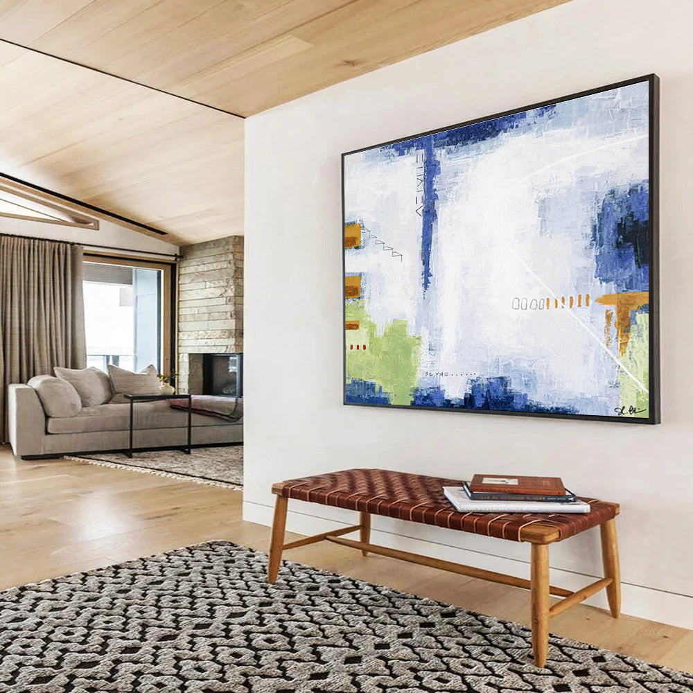 Blue - White Minimalist Abstract for Coastal Home Office DLZ2939