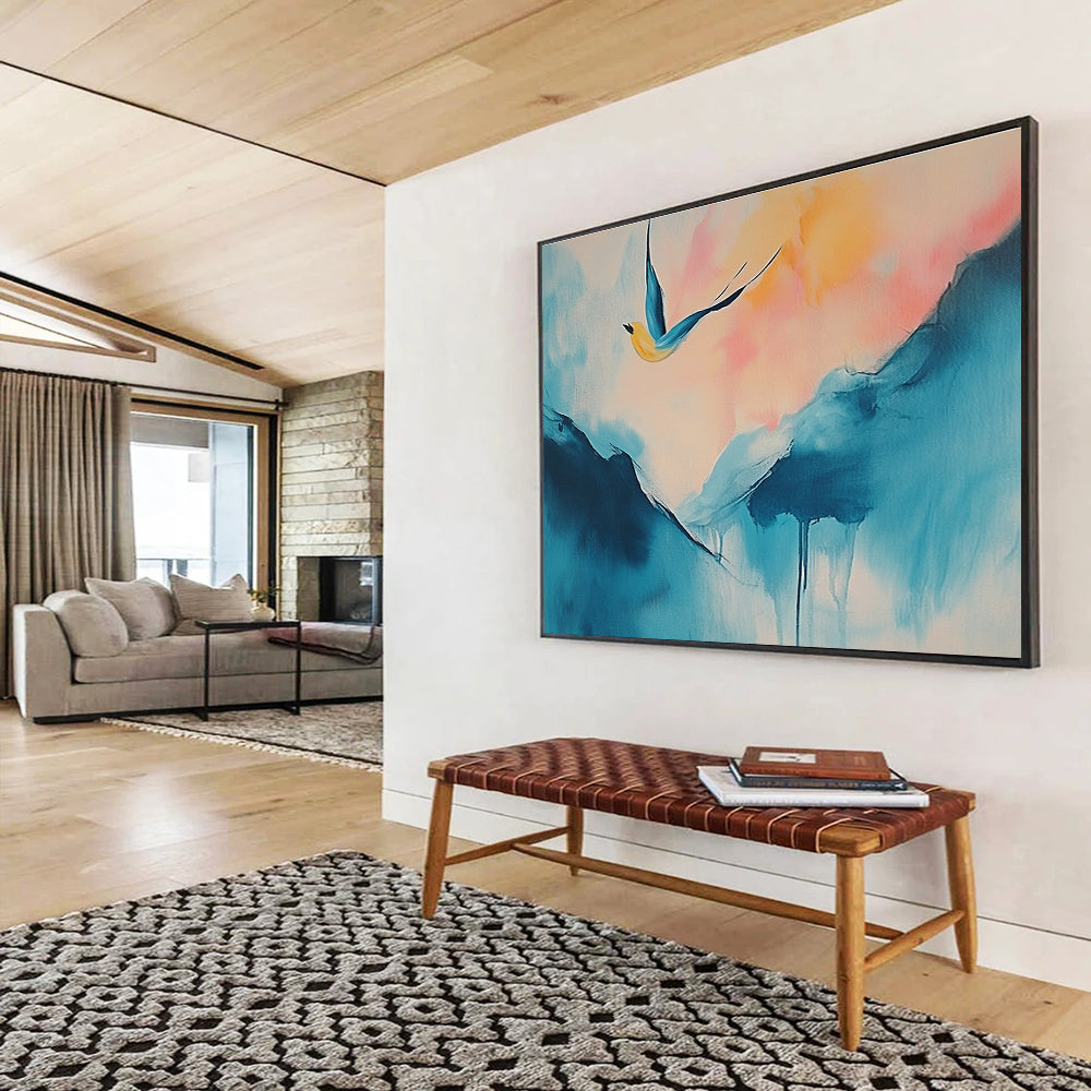 Dreamy Bird & Mountain Art for Bohemian Bedroom & Yoga Studio SC554