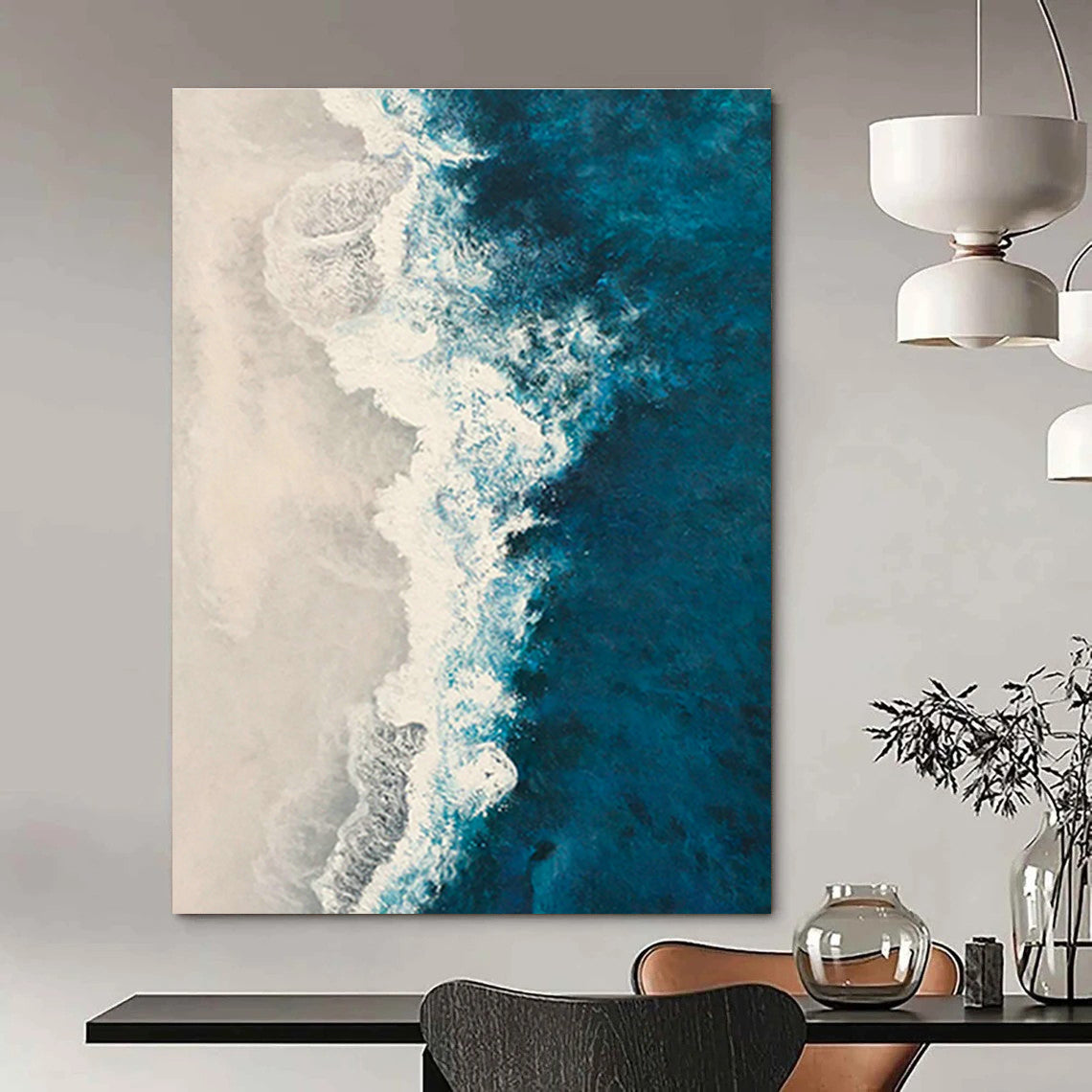 Aerial Ocean Wave Art for Coastal Living Room & Beachfront Café DLZ0731