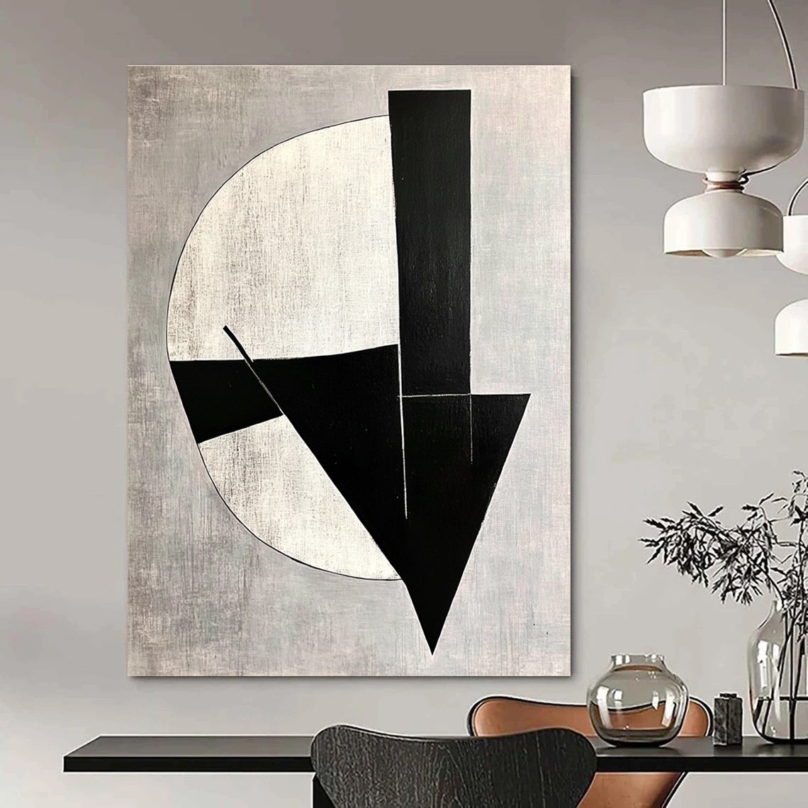 Geometric Abstract in Grey Art for Minimalist Office & Contemporary Art Gallery STSC1112