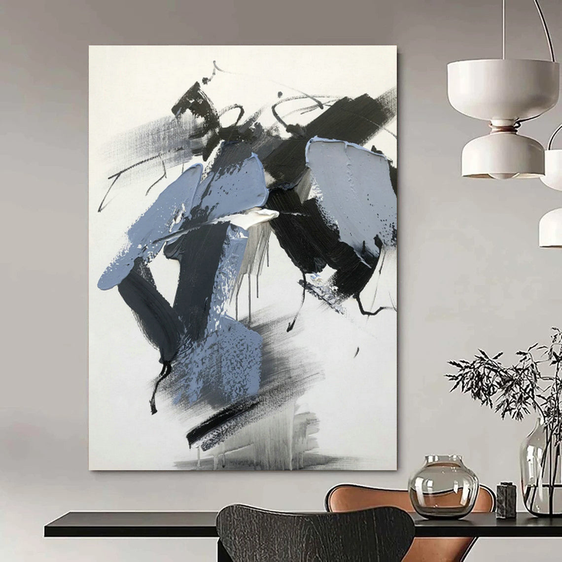 Gray - Blue Abstract Art for Creative Agency & Modern Lounge DLZ0808