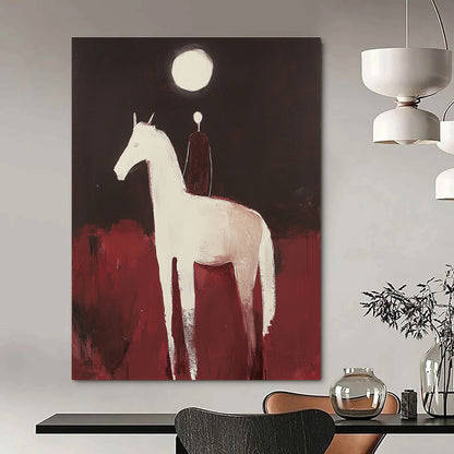 Figure on White Horse for Bohemian - Style Bedroom & Equestrian - Themed Study STSC572