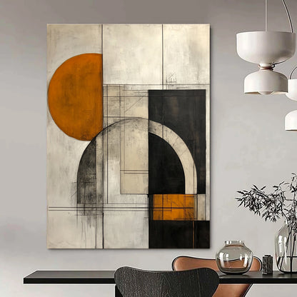 Geometric Orange and Grey Abstract for Industrial - Chic Loft & Modern Design Studio STSC754