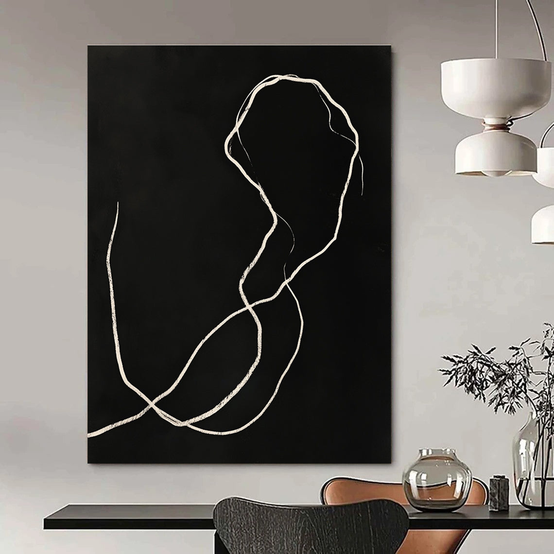 White Line on Black for Minimalist Gallery & Meditation Space STSC1189