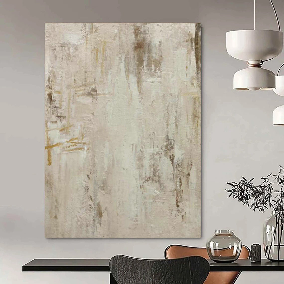 Beige - Gray Abstract Art for Modern Office Reception Lounge Areas DLZ0224