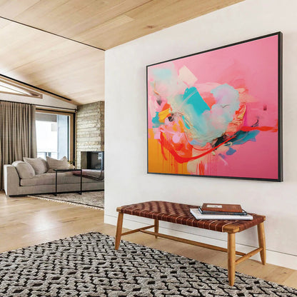 Pink - Orange Clash Abstract Art for Eclectic Living Space DLZ2886