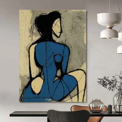 Abstract Blue Figure Art for Modern Art Gallery & Bohemian - Inspired Bedroom DLZ1424