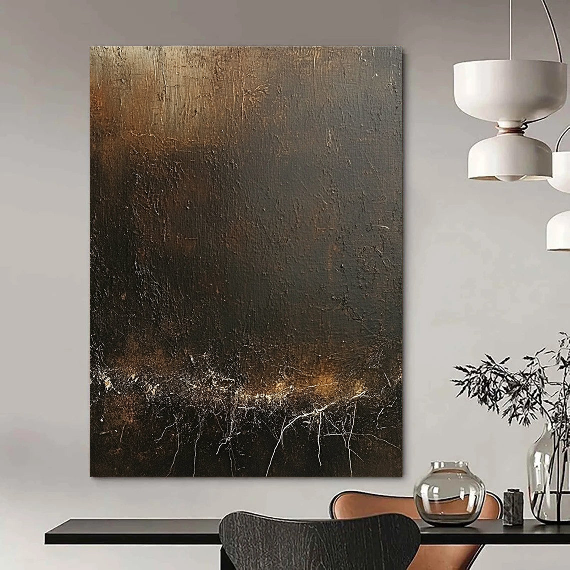 Dark Textured Abstract Art for Industrial - Chic Loft & Introspective Home Study STSC1429