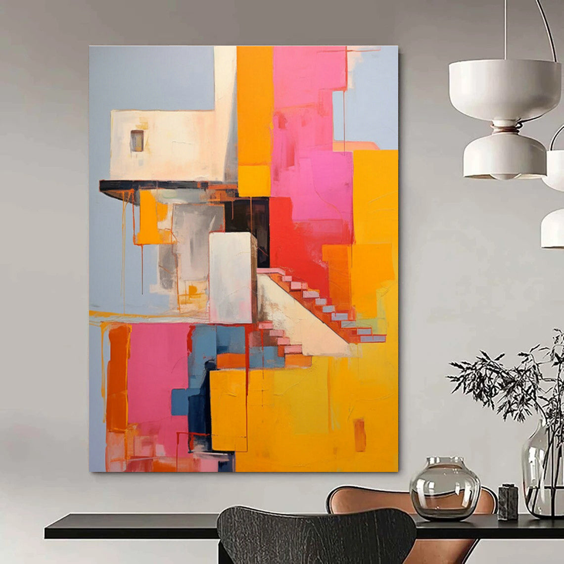 Colorful Architectural Abstract Art for Modern Loft & Creative Office DLZ1330