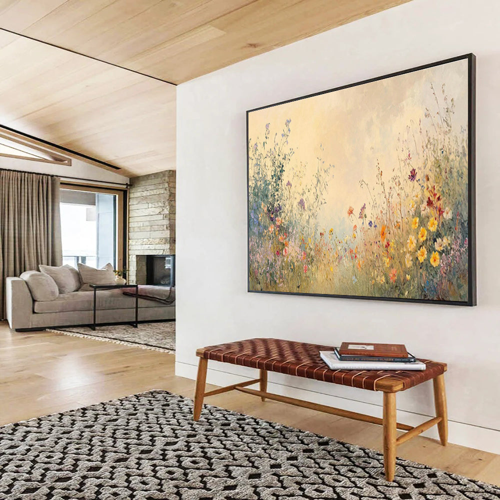 Soft - Toned Wildflower Field Art for Serene Meditation Rooms DLZ3077