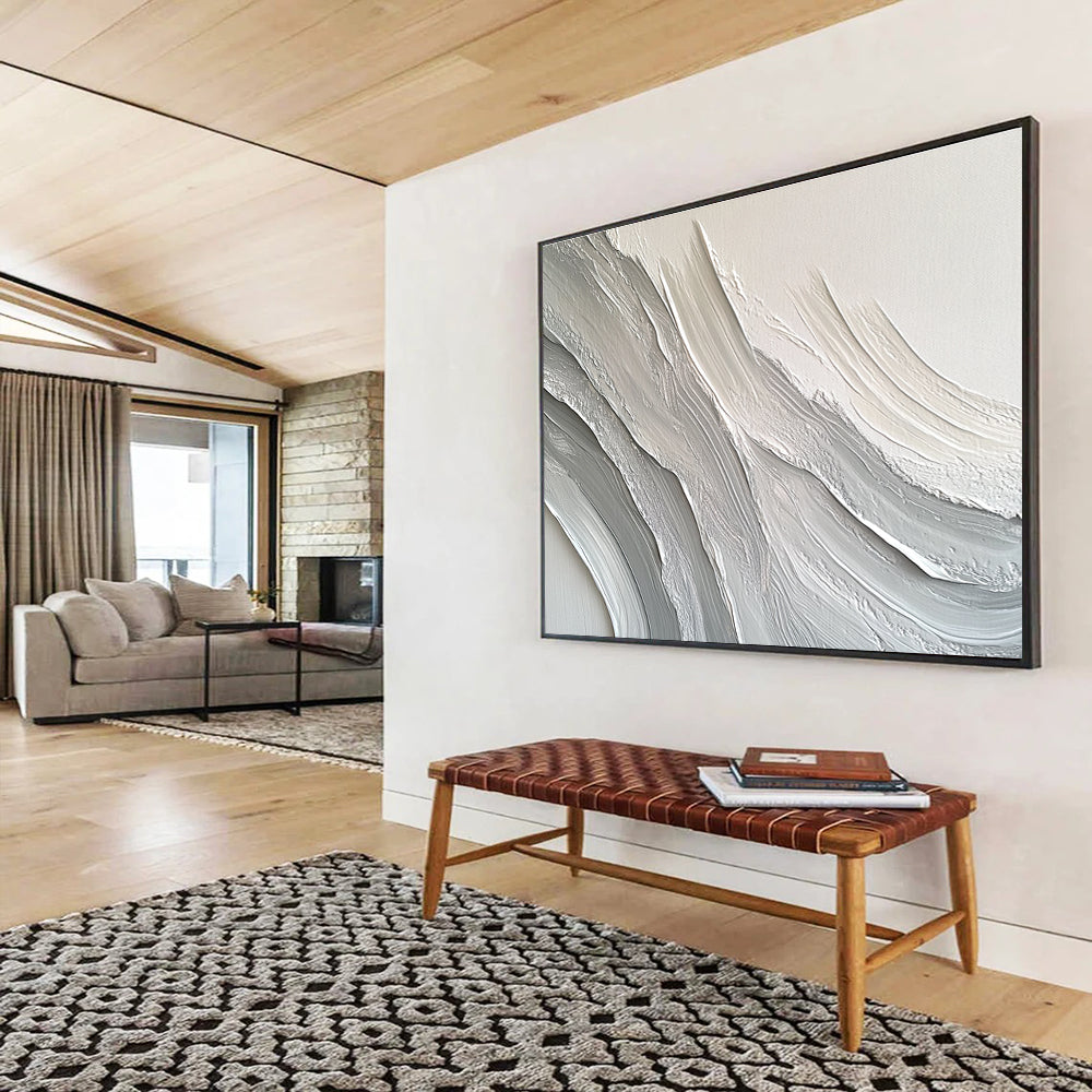 Textured Gray Waves Art for Minimalist Living Room & Contemporary Office SC451