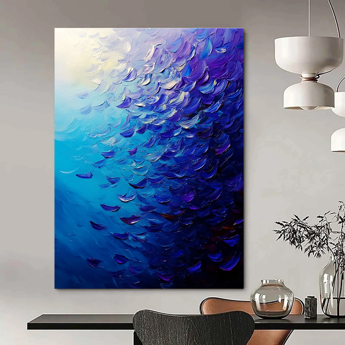 Blue and Purple Textured Abstract for Creative Studio & Trendy Hotel Room STSC866