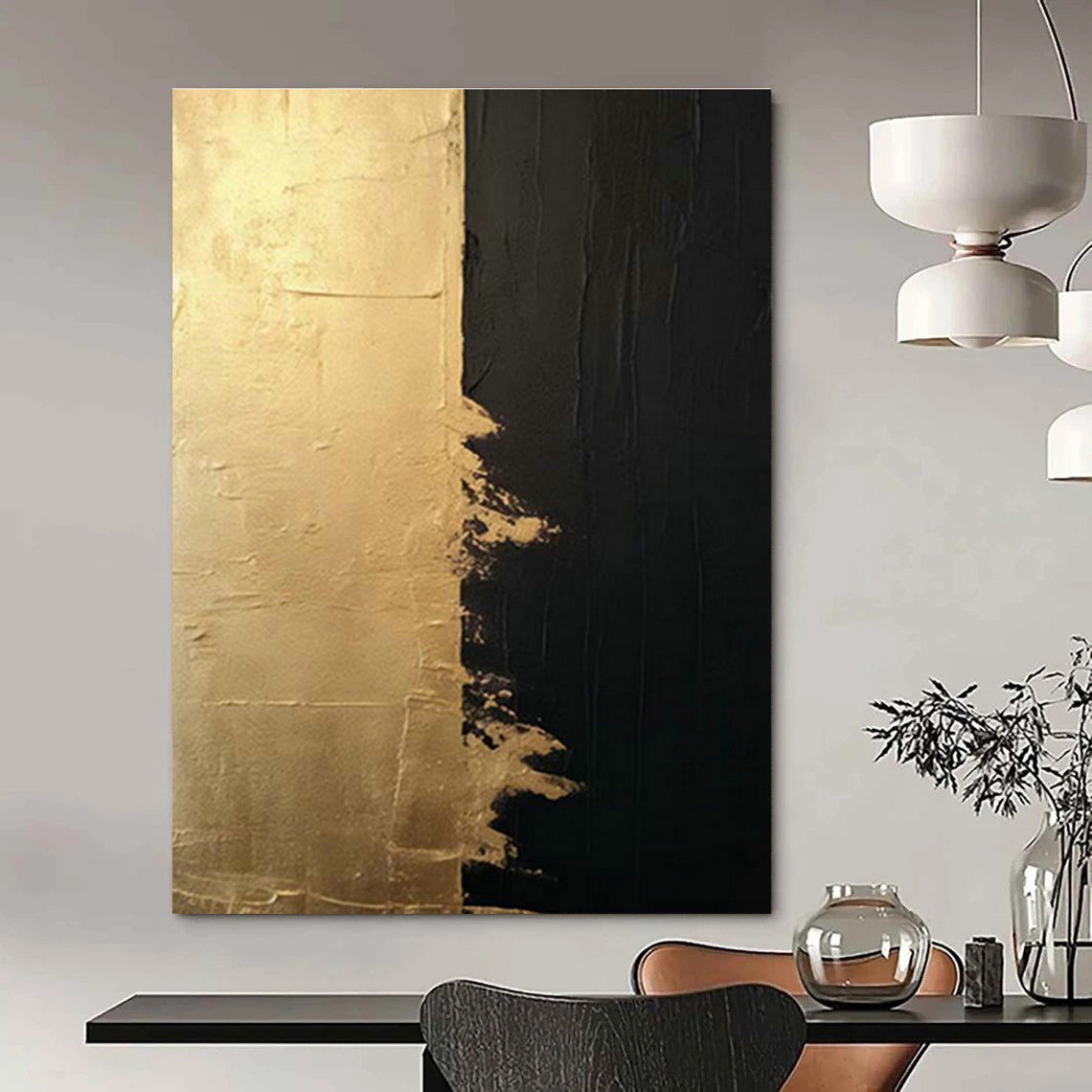 Black - Gold Divided Painting for Living Room & Dining Room DLZ0358