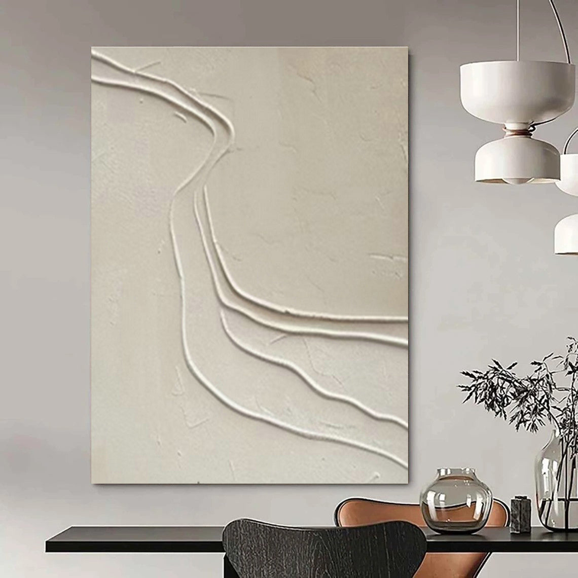 Curved Beige Textured Art for Scandinavian Nursery & Neutral - Toned Yoga Studio DLZ1997