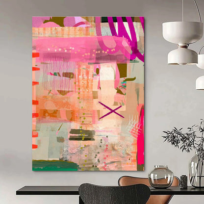 Pink - Purple Dynamic Abstract Art for Fashion Boutique Display Walls DLZ0082