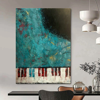 Blue - Tone Piano Abstract Art for Jazz Bar & Music School Hall DLZ0634